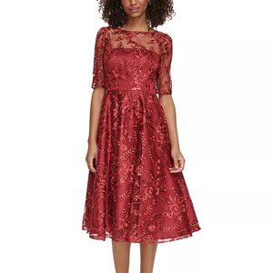 Eliza J Women's Embroidered Elbow-Sleeve Dress Size 14 NEW with tags